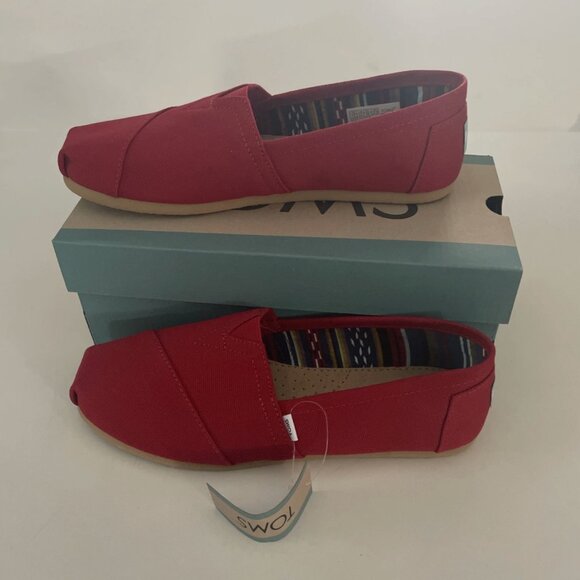NEW!! Toms Women's Alpargata Classic Red Canvas Shoes Size 7.5 - Picture 2 of 6